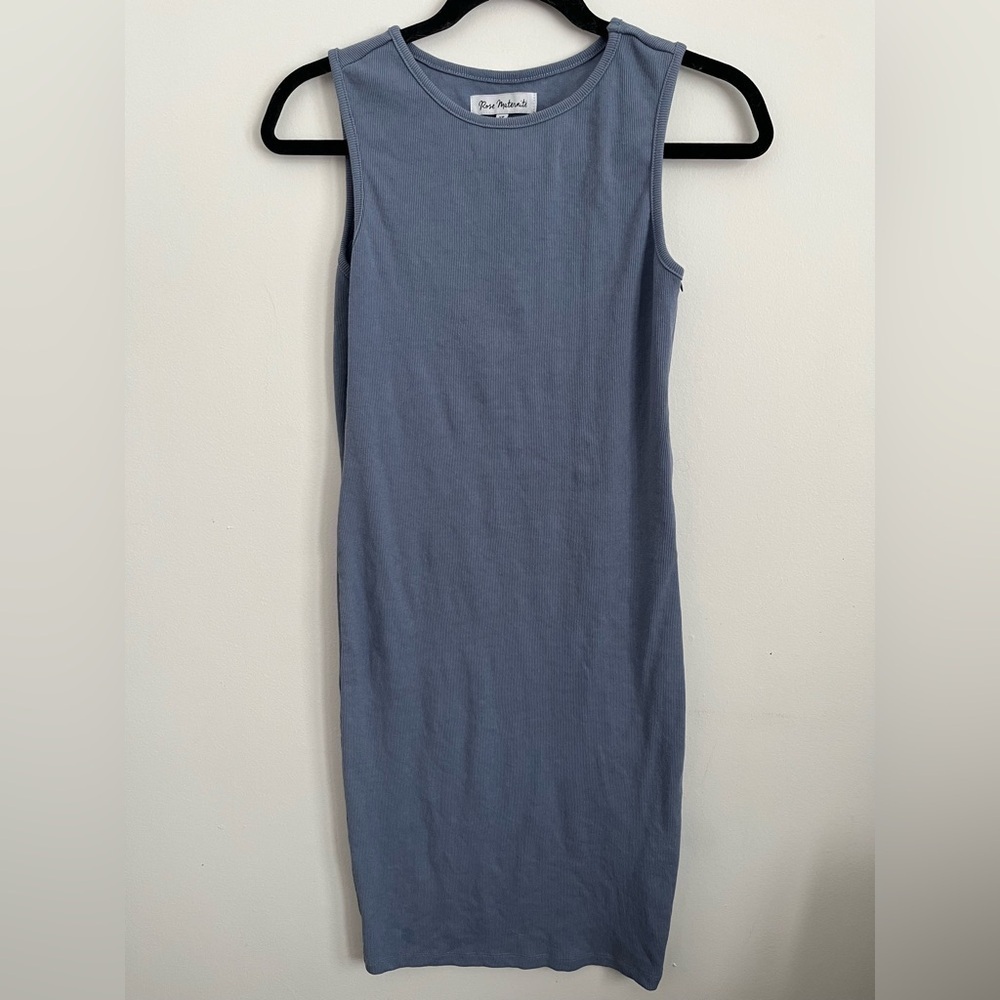 Rose Maternité Maternity Breastfeeding May Sleeveless Dress - Ribbed Blue - XS